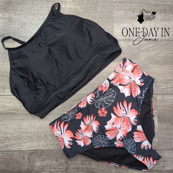 CharmLeaks Crop Top High Waist Bikini Swimsuit Size XL - Picture 1 of 4